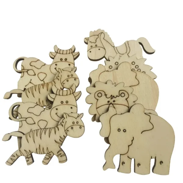 Set Figuritas De Animales En Madera