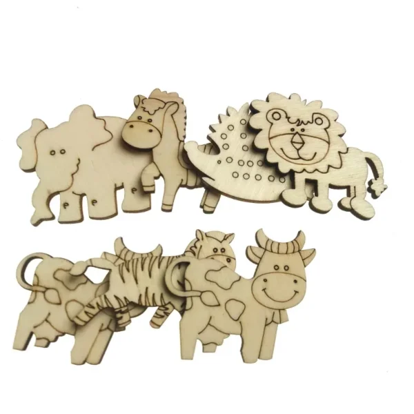 Set Figuritas De Animales En Madera